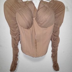 Beige/Nude bustier corset mesh top